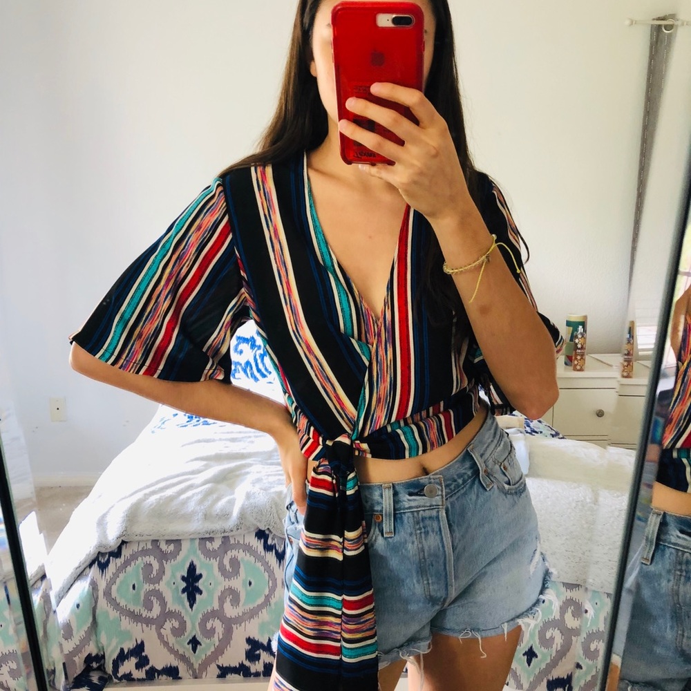 Lush Color Stripe Tie Top